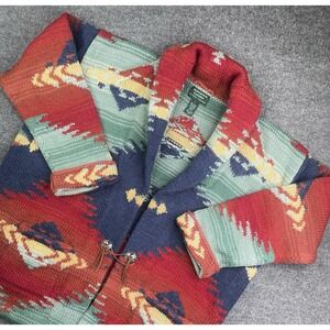 Lauren Ralph Lauren Hand Knit Cardigan Sweater Santa Fe Native Size L